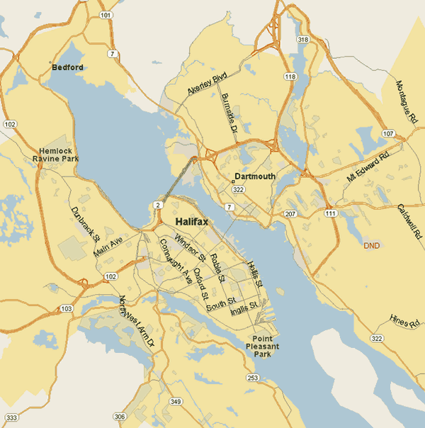 Halifax Map (Region), Nova Scotia