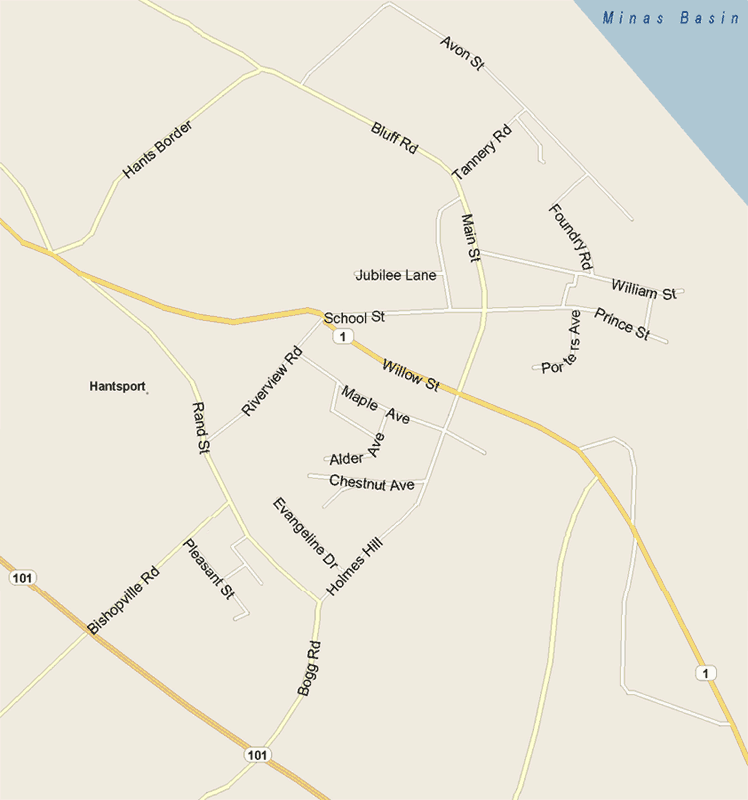 Hantsport Map, Nova Scotia