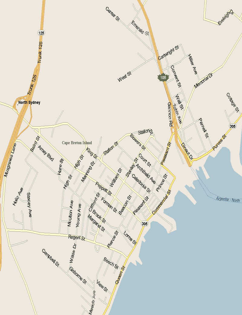 North Sydney Map, Nova Scotia