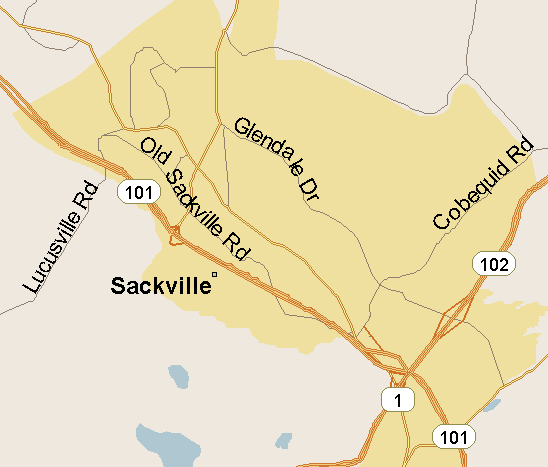 Sackville Map (Region), Nova Scotia