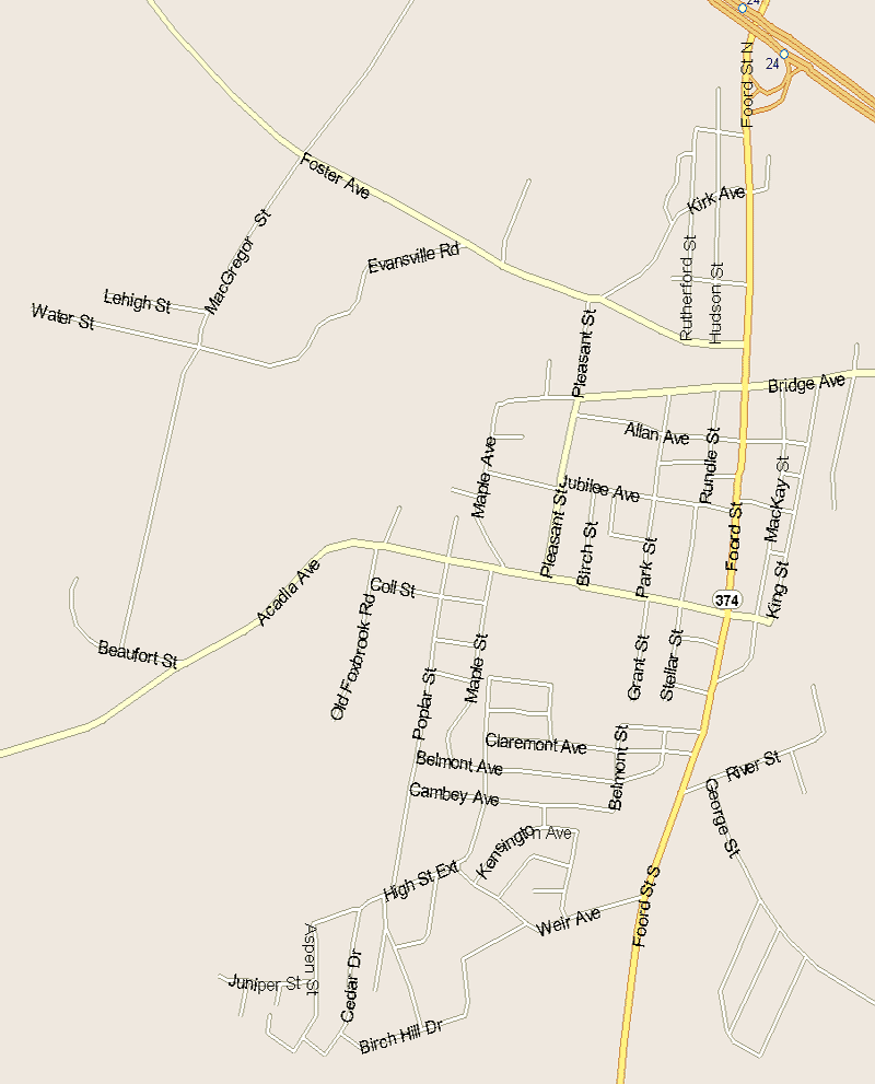 Stellarton Map, Nova Scotia