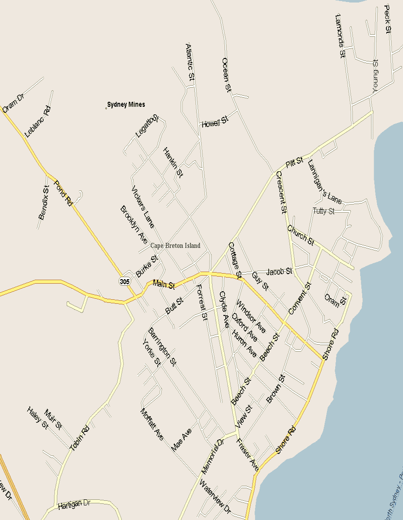 Sydney Mines Map, Nova Scotia