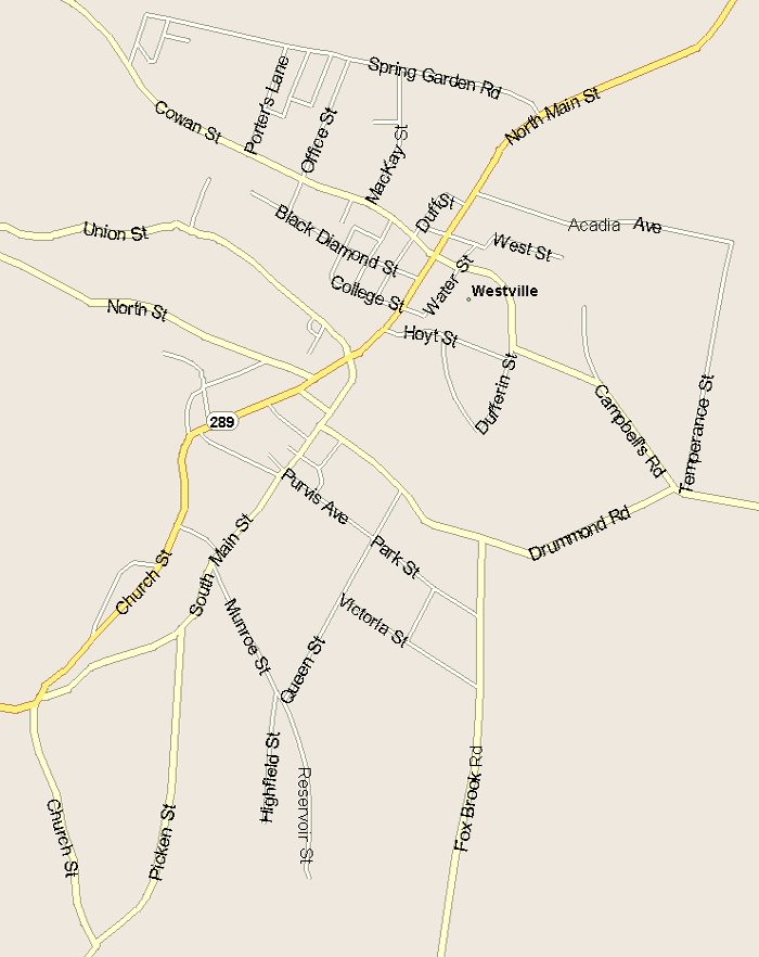 Westville Map, Nova Scotia