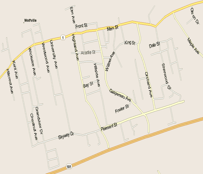 Wolfville Map, Nova Scotia