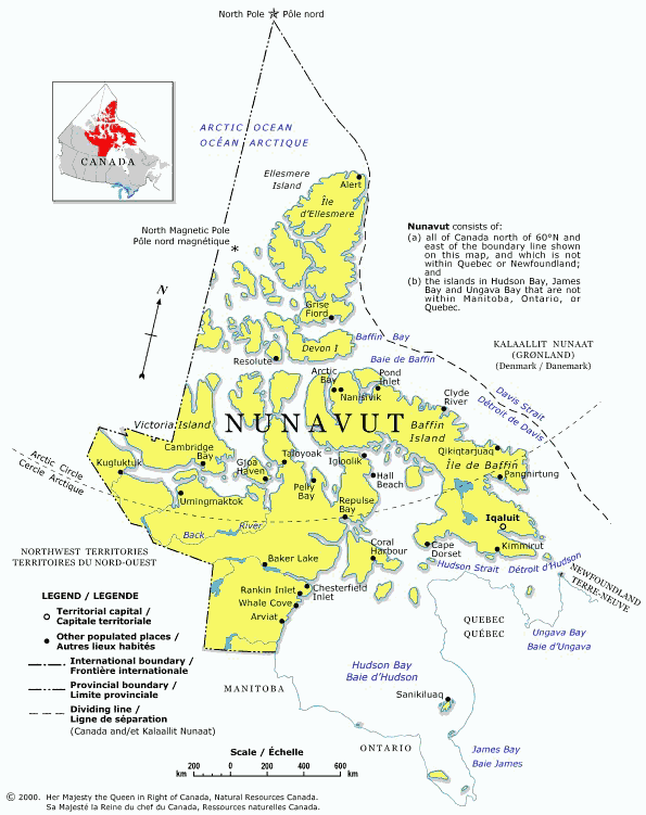 map of canada and us. Nunavut Map - Listings Canada