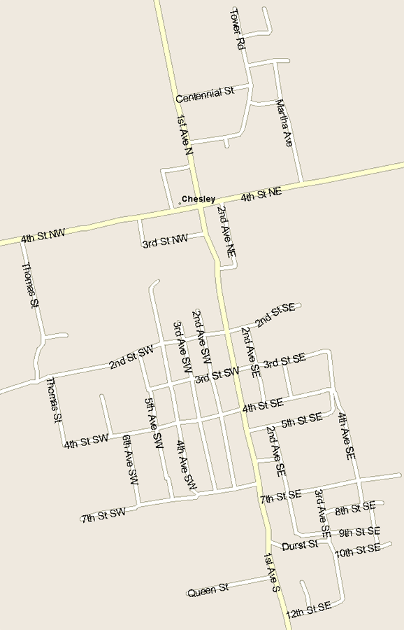 Chesley Map, Ontario