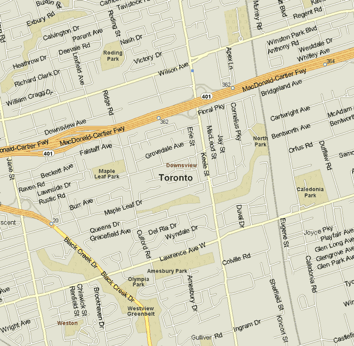 Downsview Map, Ontario