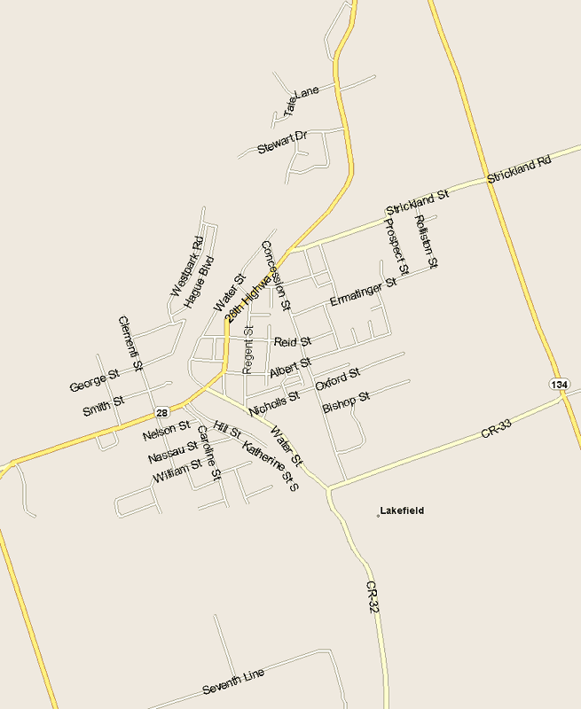 Lakefield Map, Ontario