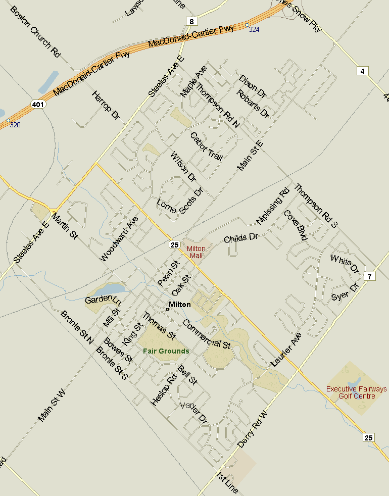 Milton Map, Ontario