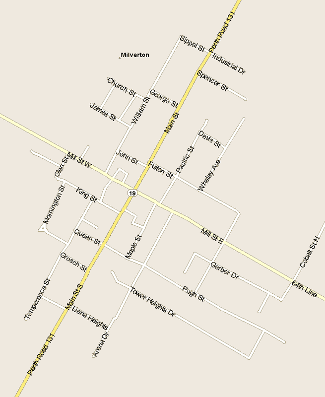 Milverton Map, Ontario