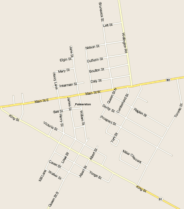 Palmerston Map, Ontario