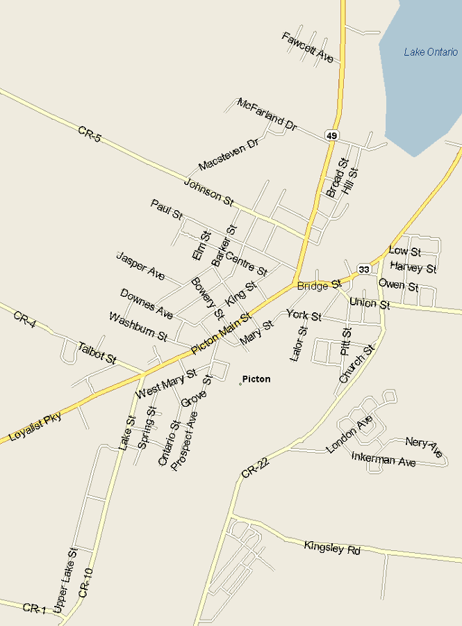 Picton Map, Ontario
