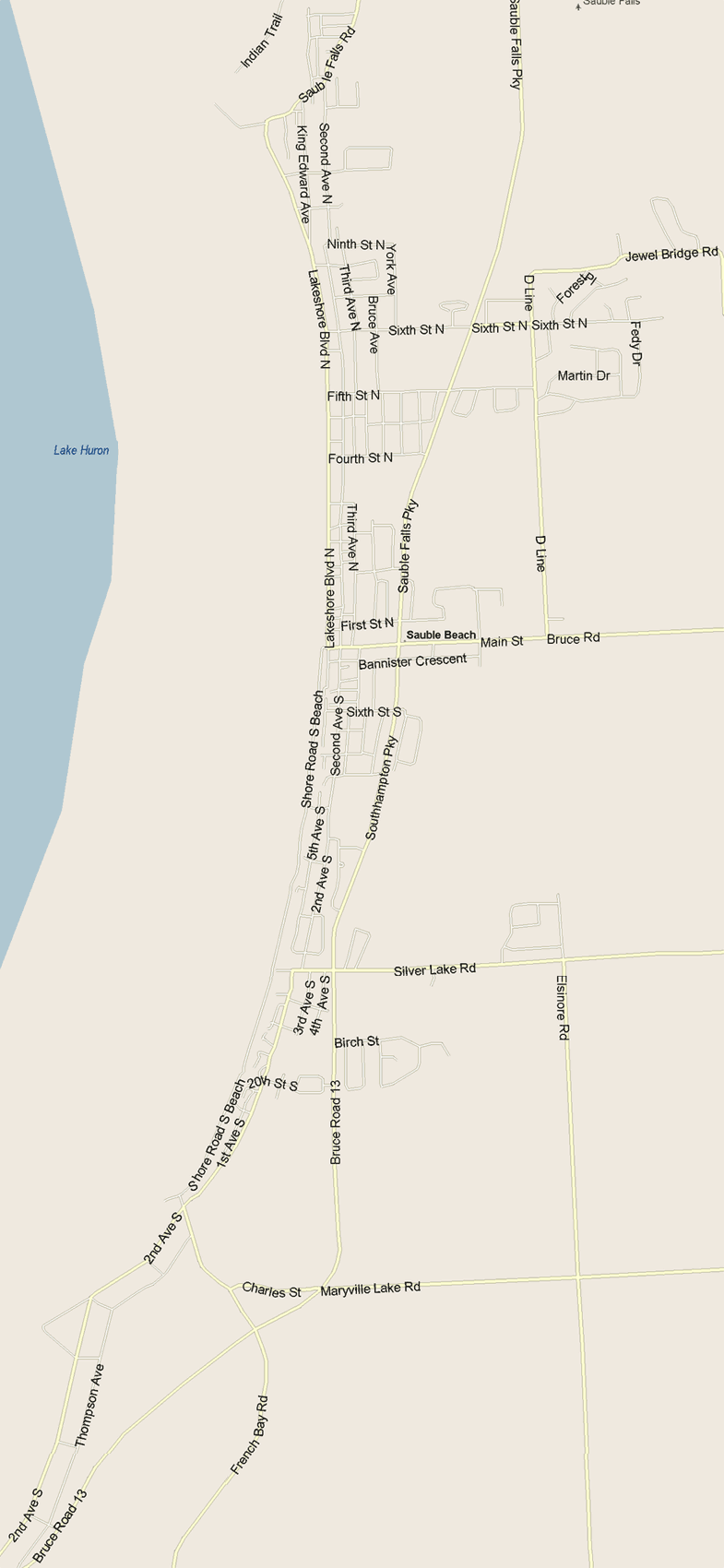 Sauble Beach Map, Ontario