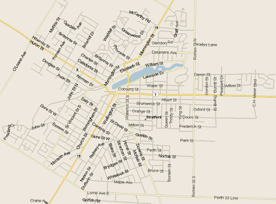 Stratford Map, Ontario