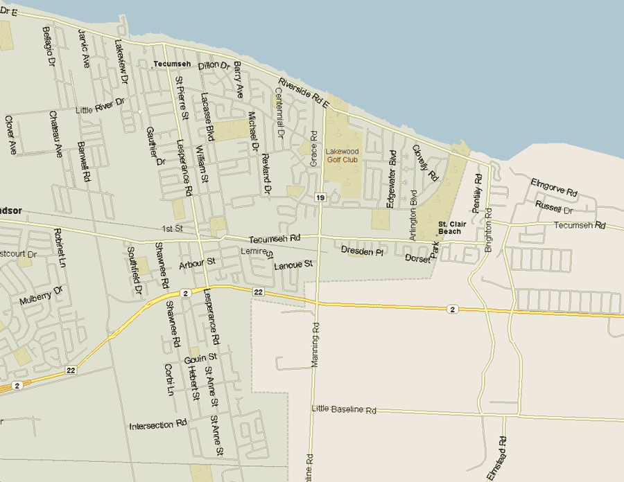 Tecumseh Map, Ontario