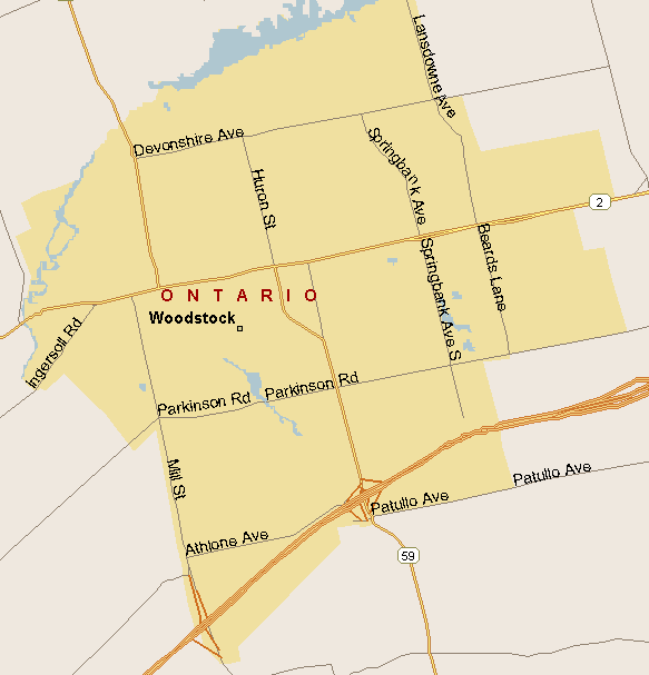Woodstock Map Ontario