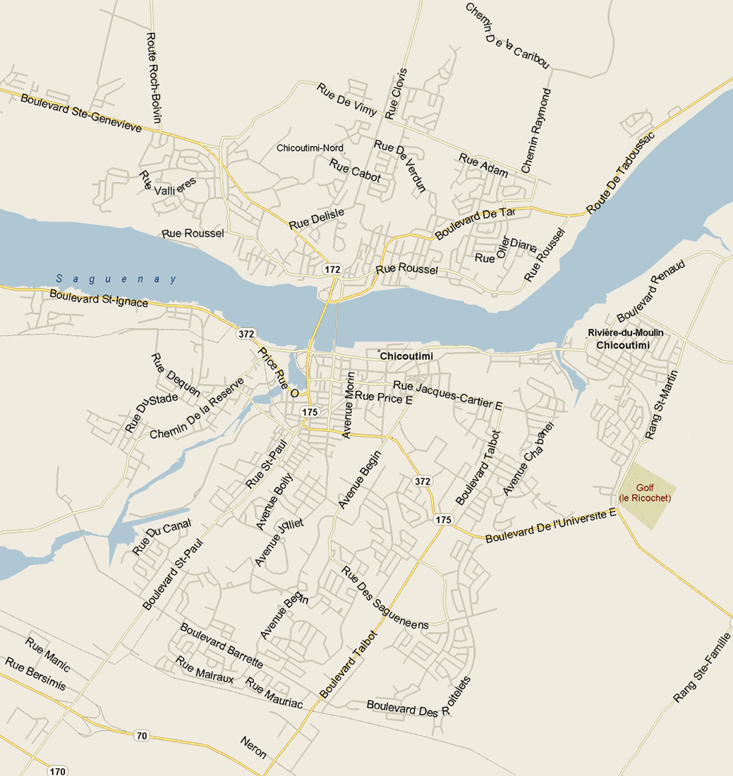 Chicoutimi Map, Quebec