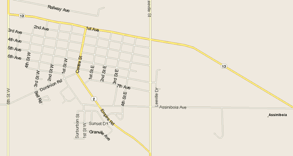 Assiniboia Map, Saskatchewan