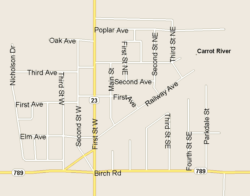 Carrot River Map, Saskatchewan