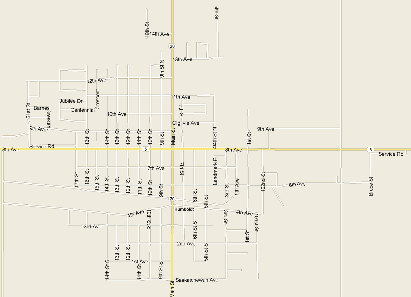 Humboldt Map, Saskatchewan