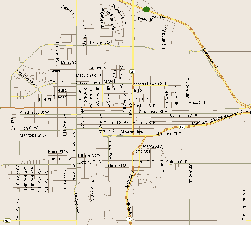 Moose Jaw Map, Saskatchewan