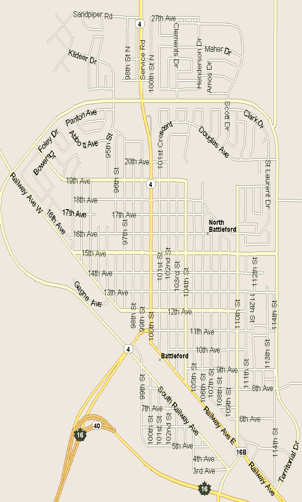 North Battleford Map, Saskatchewan