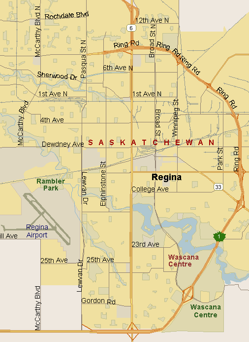 Regina Map (Region), Saskatchewan
