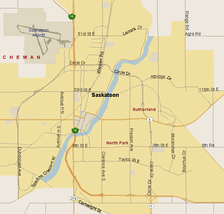 Saskatoon Map (Region), Saskatchewan Listings Canada