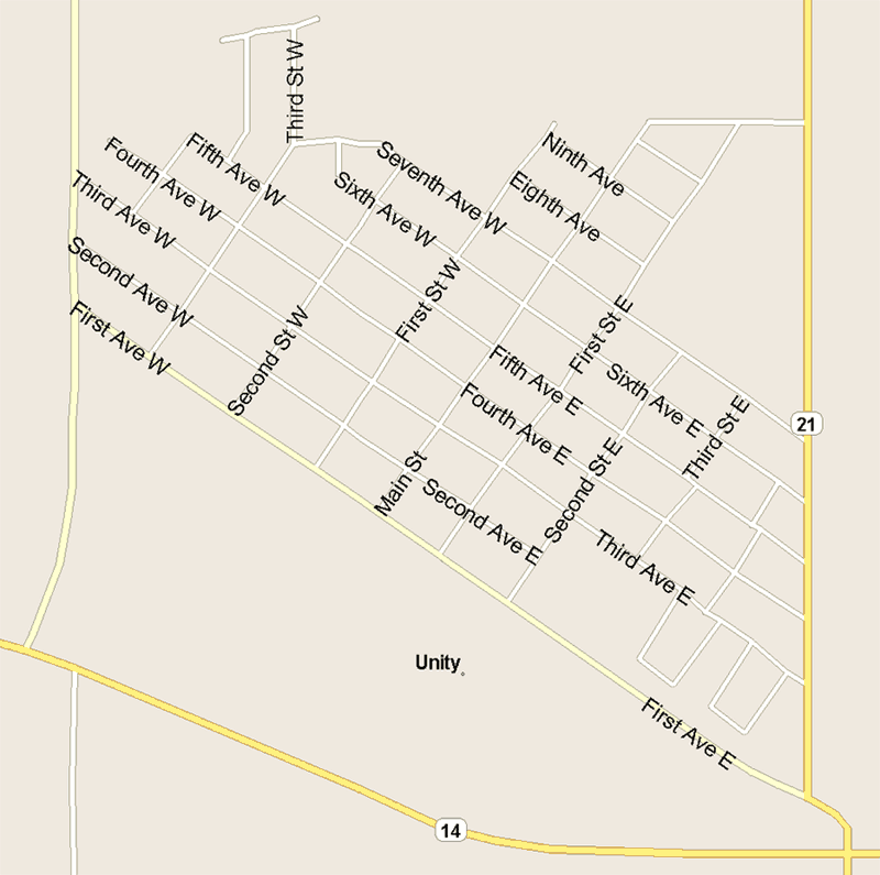 Unity Map, Saskatchewan