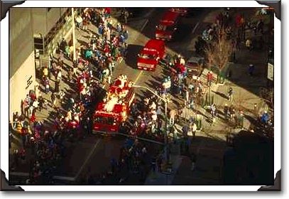 Aerial view of Santa Claus Parade on Queen Street