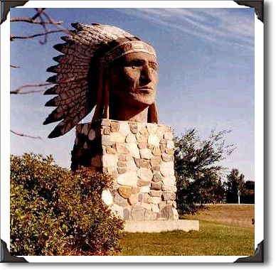 Indian Head Statue  Constructed of metal pipe, metal mesh and 3 coats of cement at a cost of $12,750 in 1985