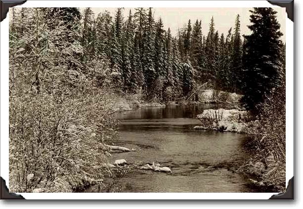 The comming of winter, "Caribou Creek" gets a light blanket of snow, located in the "Narrow Hills Provincial Park on the Hanson Lake Road in Northern Saskatchewan.