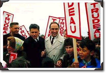 Pierre Trudeau, former Prime Minister, campaigning in Newfoundland
