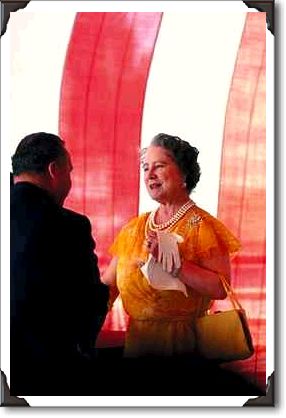 Queen Mother in receiving line on Royal Yacht, Nova Scotia