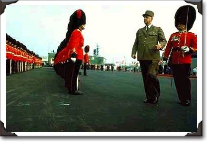 General Charles de Gaulle reviewing guards, Quebec City