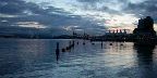 Pre-dawn photo of Burrard Inlet in Vancouver, BC with Canada Place in the ...