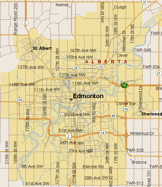 Edmonton Map (Region), Alberta