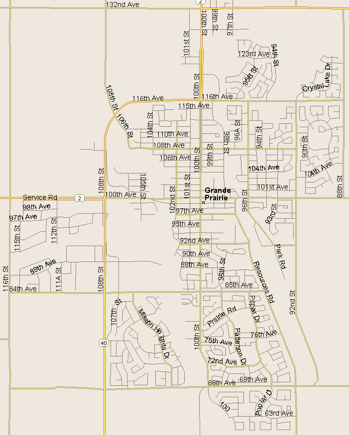 Grande Prairie Map, Alberta