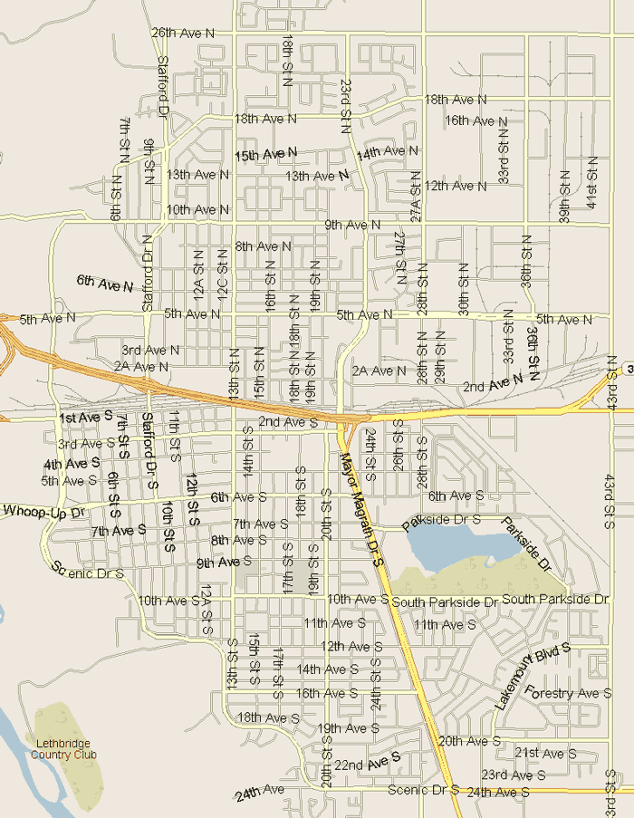 Lethbridge Map, Alberta