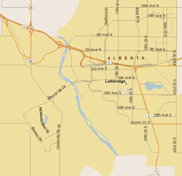 Lethbridge Map (Region), Alberta