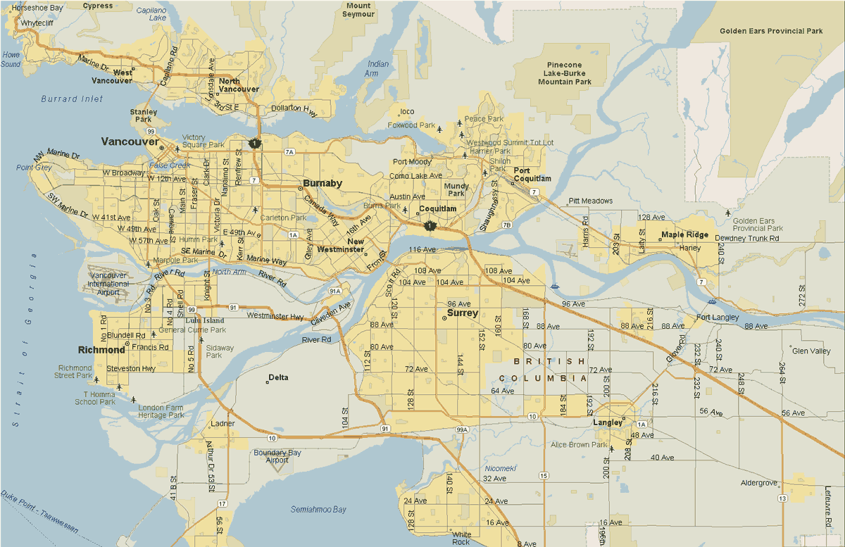 Vancouver Map, British Columbia