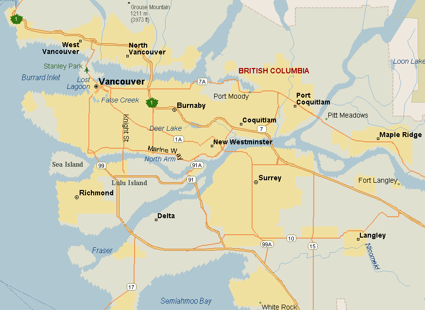 Vancouver Map (Region), British Columbia