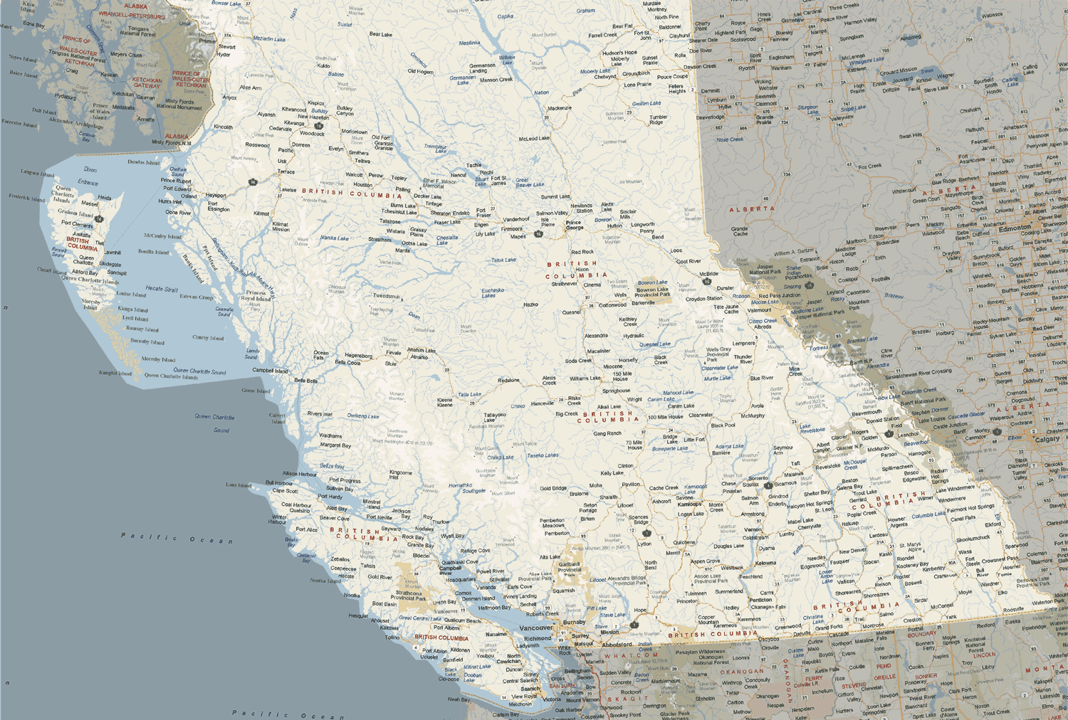 British Columbia Map (South)