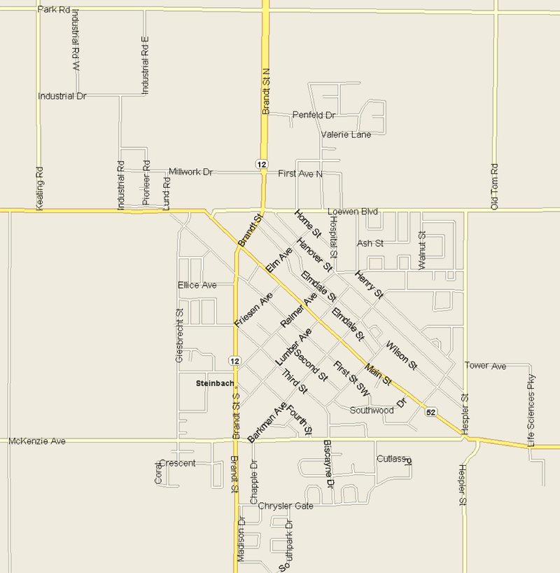 Steinbach Map, Manitoba
