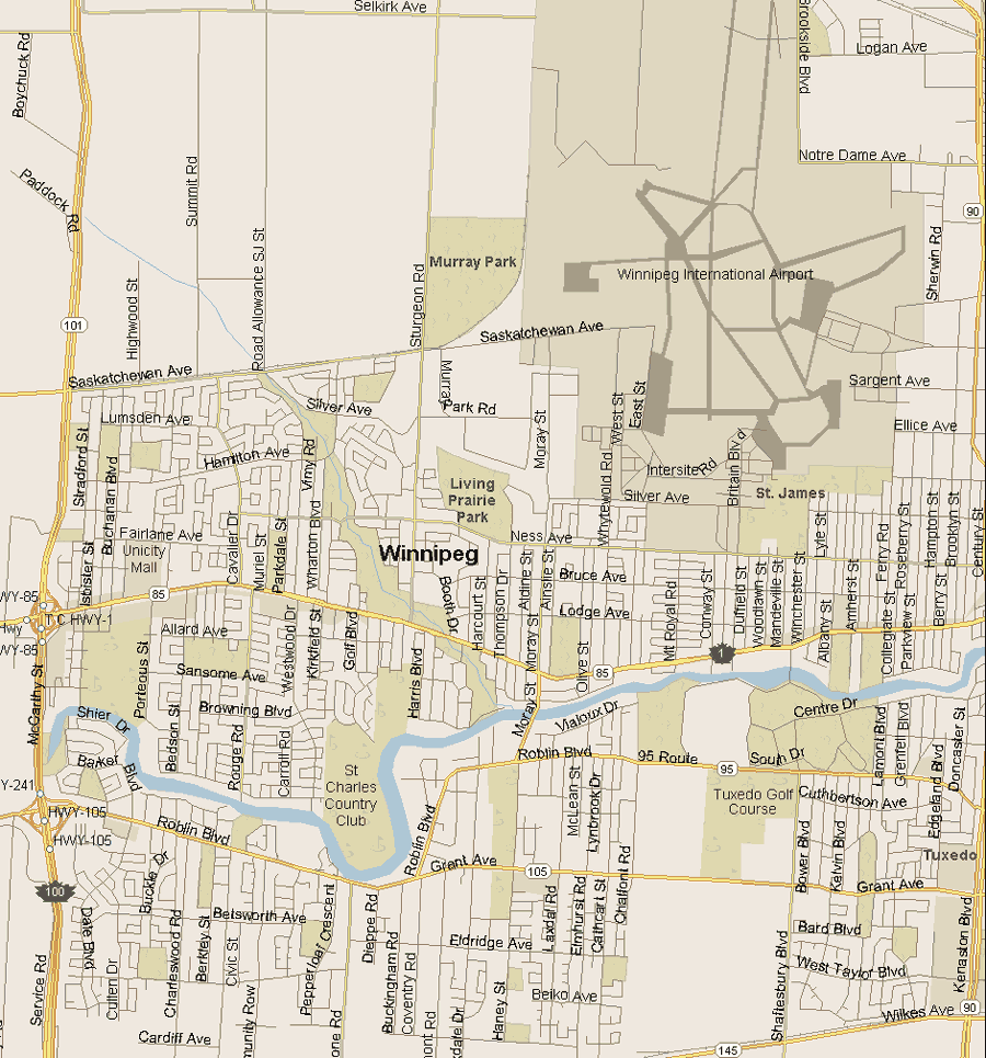 Winnipeg Map (West), Manitoba