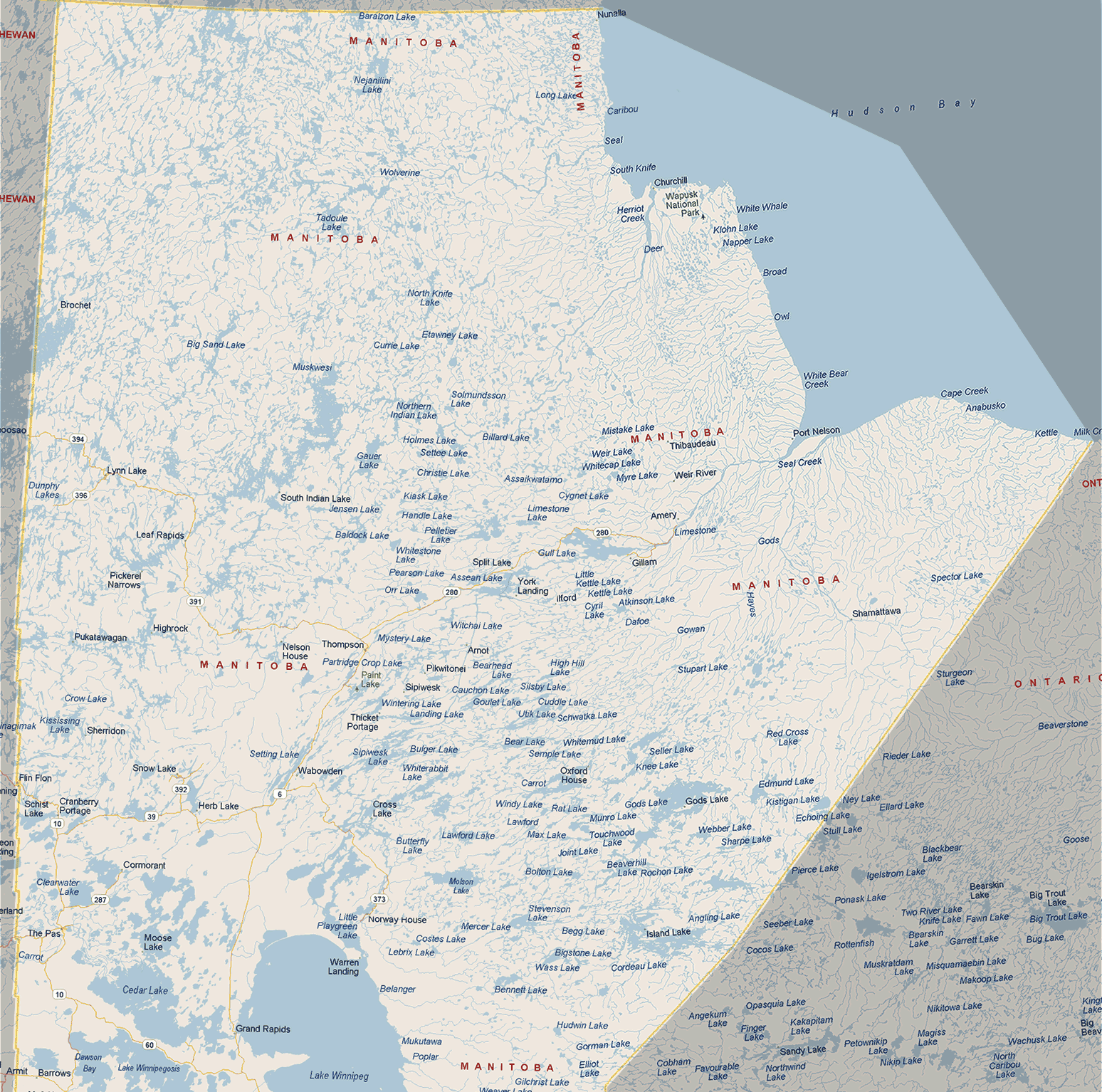 Manitoba Map (North)