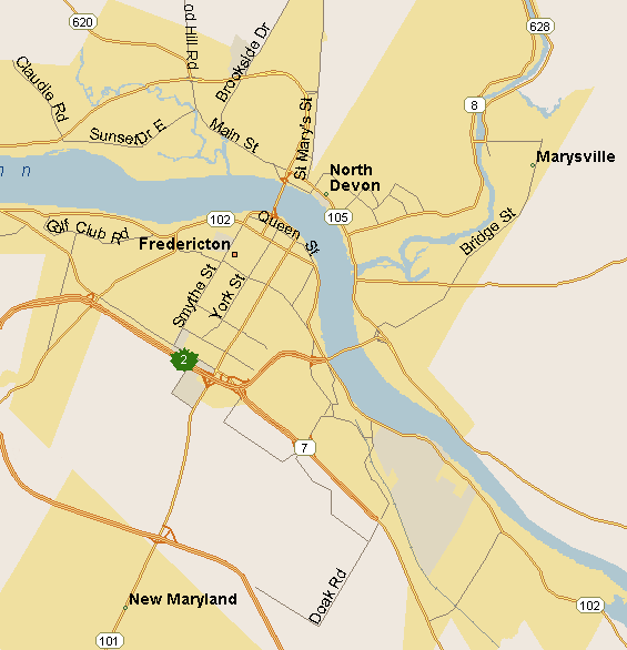 Fredericton Map (Region), New Brunswick