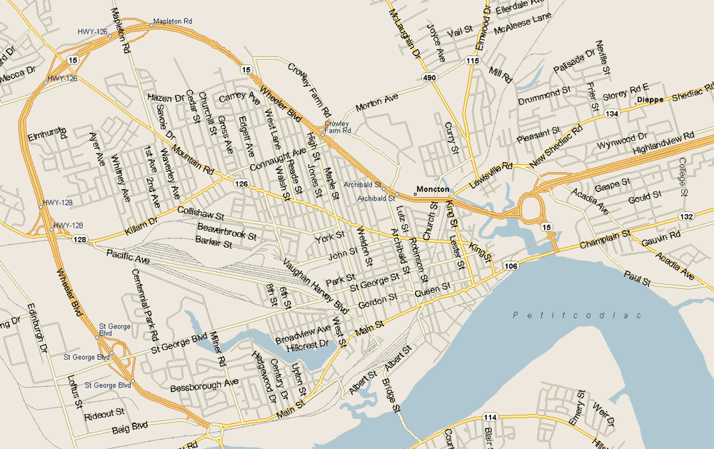 Moncton Map, New Brunswick