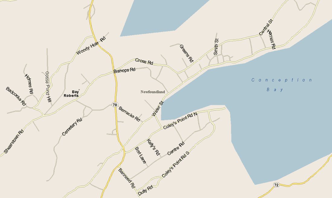 Bay Roberts map Map, Newfoundland