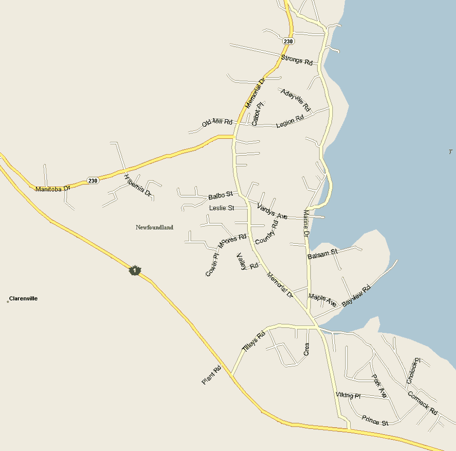 Clarenville map Map, Newfoundland